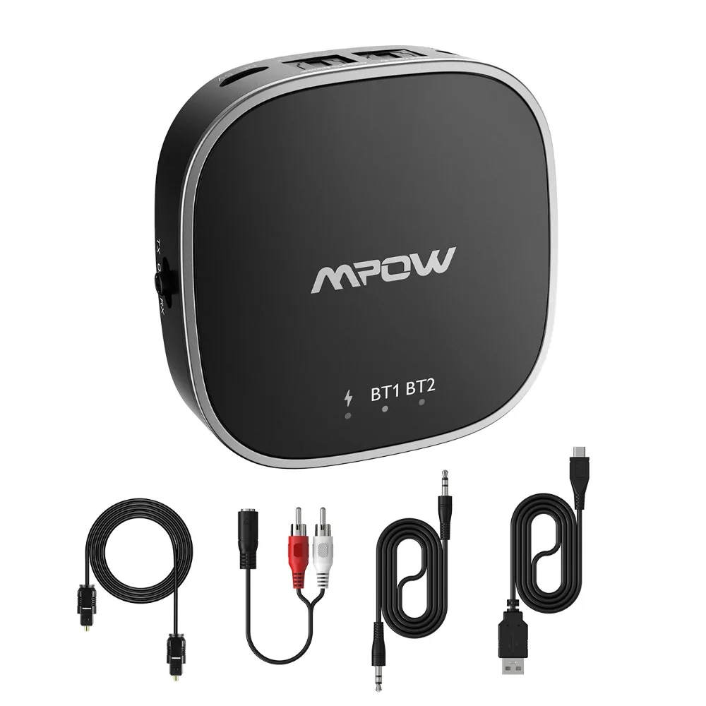 Черный Mpow Bluetooth передатчик и приемник 2-в-1 Bluetooth5.0 адаптер цифровой оптический TOSLINK аудио конвертер AUX и RCA для ТВ аудио передатчик - Цвет: Черный