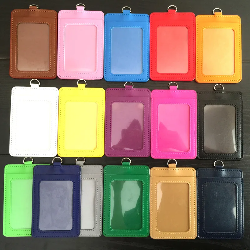 

1PCS Card Holders Pu Leather Student Employee Name ID Card Cover Work Identity Badge Bags