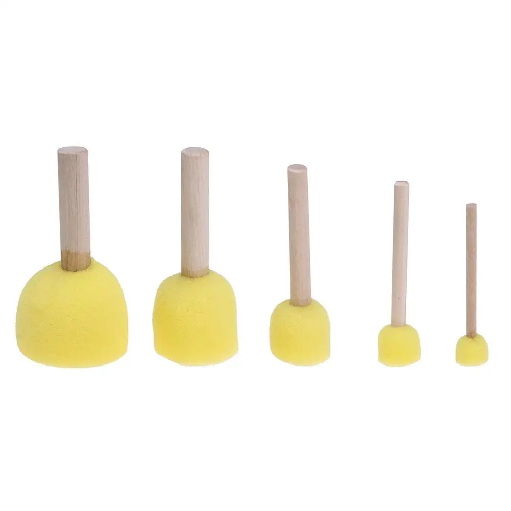 

5pcs/set DIY Sponge Painting Brushes Toys Children Set Wooden Handle Seal Sponge Brushes Kids Baby Doodle Drawing Tools