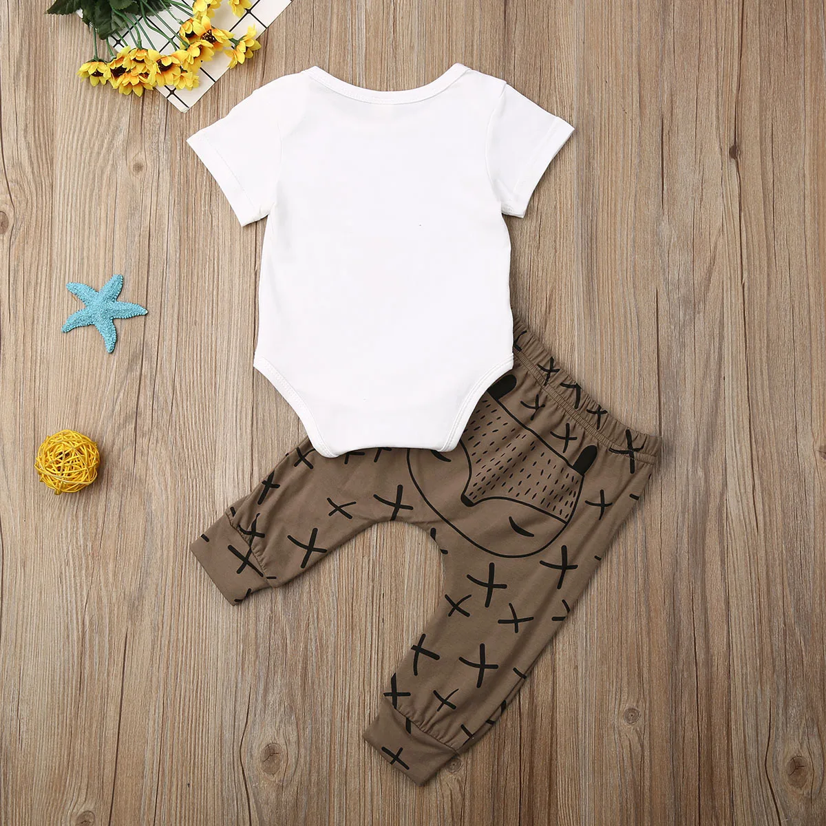 

Pudcoco Newborn Baby Boy Girl Clothes Cartoon Animals Print Short Sleeve Romper Tops Long Pants 2Pcs Outfits Cotton Clothes Set