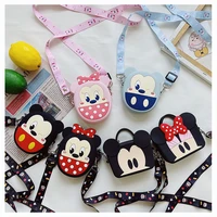 disney new 2021 mickey minnie mouse silicone shoulder bag coin purse anime waterproof silicone bag baby kids schoolbag