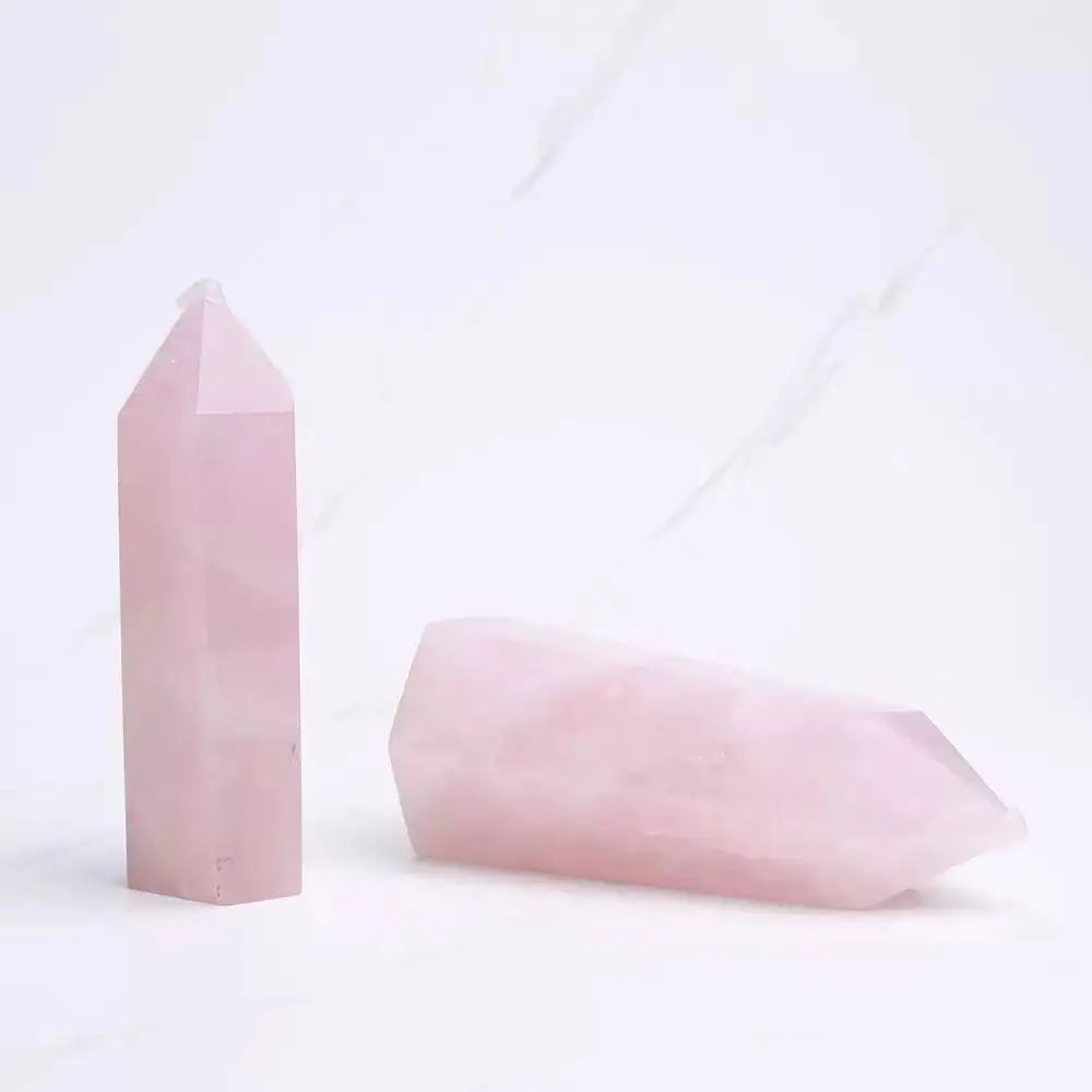 

1pc 400g-500g Natural Healing Crystal Wand Rose Quartz Point