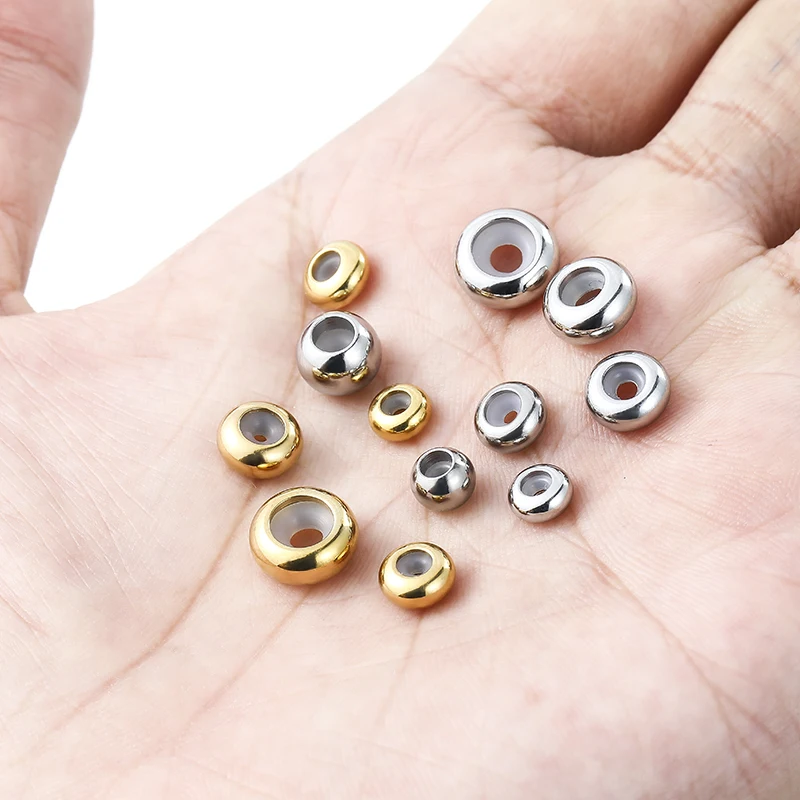 10 шт./лот размер отверстия 1 2 3 мм бусины из нержавеющей стали золотистые с