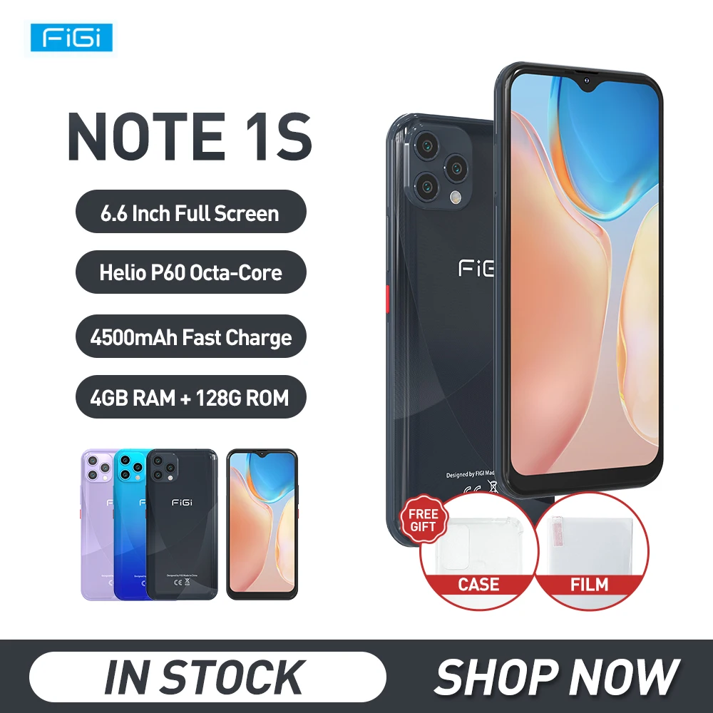 FIGI NOTE 1S 6.6 Inch Smartphone Mobile Phone 4G RAM 128G ROM Cellphone 4500mAh Fast Charge Helio P60 OCTA Core In Stock