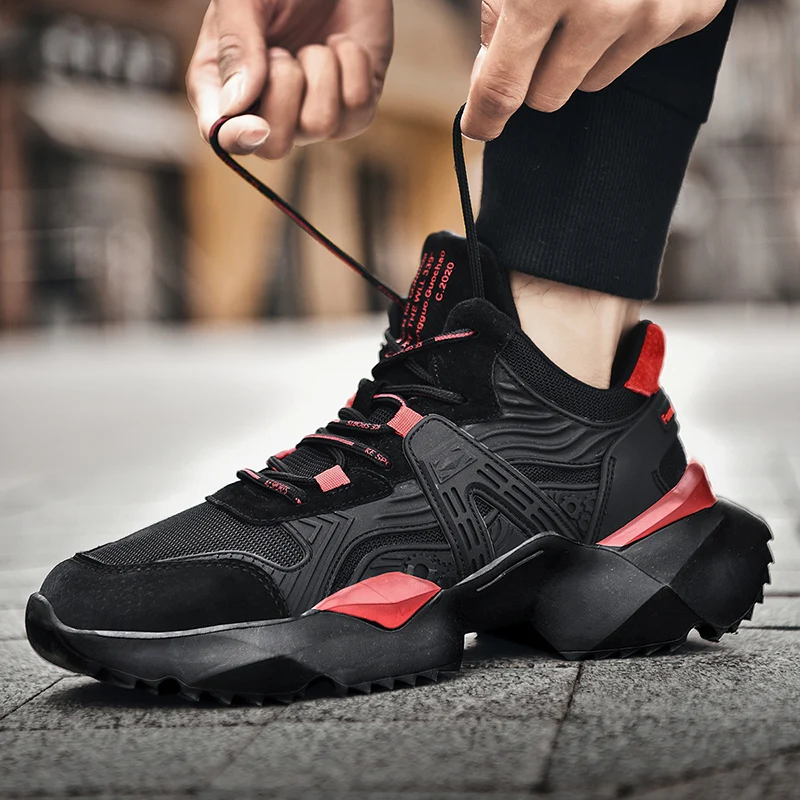 

INS Hot Running Shoes Men Sneakers Chunky Dad Shoes Jogging Trainers Man Breathable Walking Sports Breathable Height Increasing