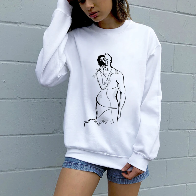 

Ulzzang Women Hoodie Kpop Style Harajuku Kawaii Casual Pullover Long Sleeve Vogue Sexy Lady Print Plus Size Top Sweatshirt Hoody