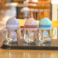 300ml v shaped childrens cartoon animal cups baby learning cups food grade for toddlers drinking bowl with a straw water bottle
