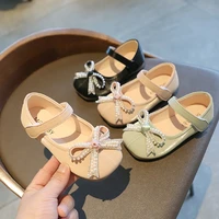 kids shoes fashion spring autumn toddler shoes girls children pearl bowtie pu leather princess comfortable flat dance shoe baby
