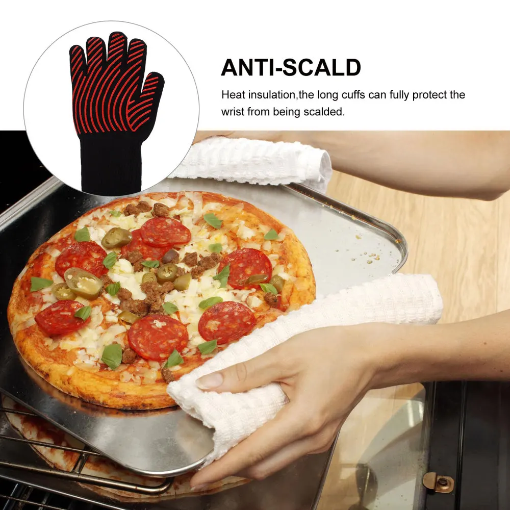 

1pc Durable Heat-resistant Glove Fireproof Microwave Oven Barbecue Glove (Red)