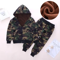 ienens winter boys girls warm clothing military camouflage sets hooded coat pants kids child puls velvet clothes suits outfits