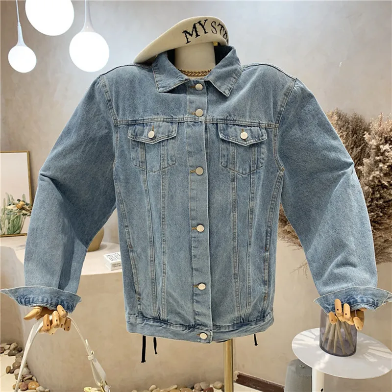 

New Women's Clothing Autumn 2021 Fashion Design sense Long sleeve Versatile medium length top Denim Coat
