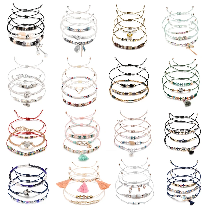 Роскошный Набор браслетов в богемном стиле с разноцветными рисовыми бусинами