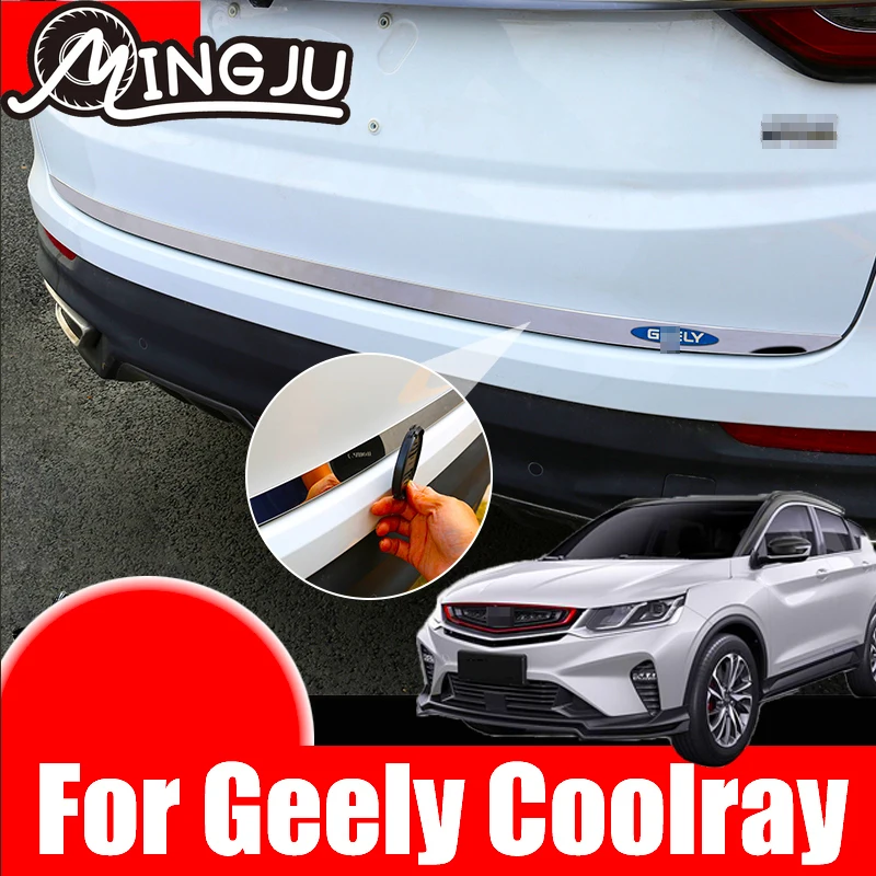 

Chrome Rear Trunk Accent Cover Tail gate Tailgate Trim Back Boot Door Strip Sticker For Geely SX11 Coolray 2018 2019 2020 2021