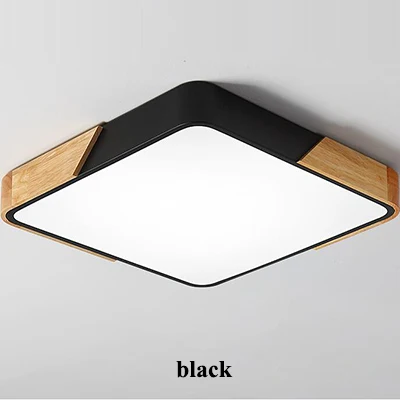 BLACK Nordic Square Oak Alloy Led Chandelier Lighting Living Room App Dimmable Led Ceiling Chandelier Lamp Bedroom Led Lights Fixtures - Цвет абажура: BLACK