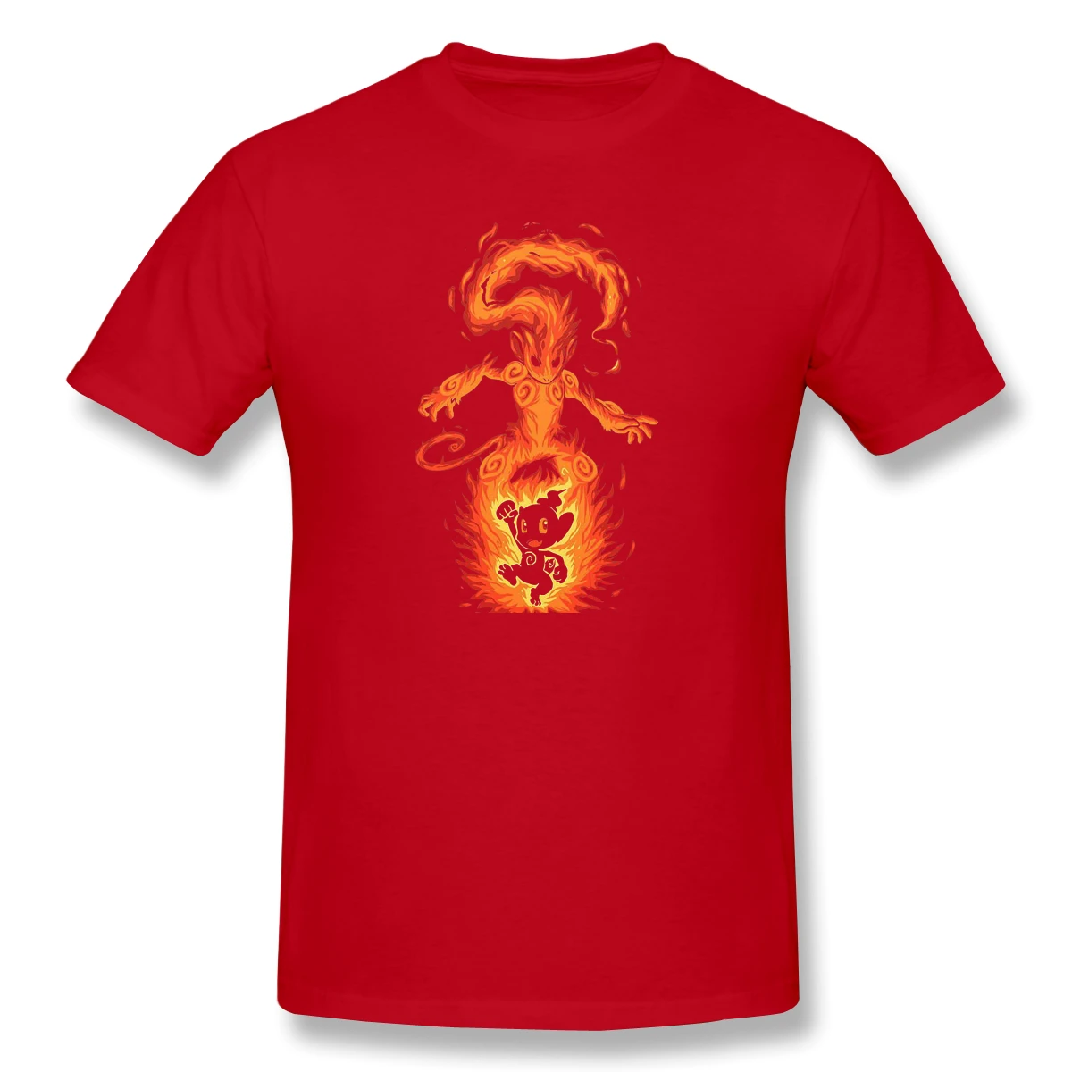 The Fire Ape Within - Chimchar And Infernape Casual T Shirt Clothes Hot Sale pokemon Tee 100% Cotton O Neck Slim Fit top | Мужская