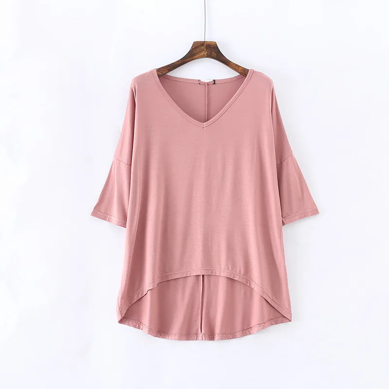 

New Arrival Summer Cotton Short Batwing Sleeve T-shirt Female Loose Large Size V Neck Streetwear Ladies Pullover Girls Tshirts