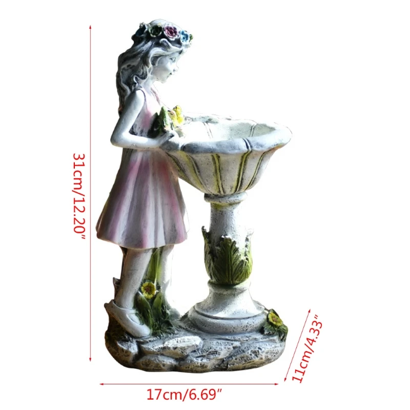 

Garden Fairy Angel Statue Resin Craft Landscaping Figurine Sculpture with Solar LED Light Outdoor Decorations Patio Yard Q1JB