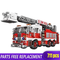 technique xingbao 03031 city in fire truck building rescue vehicle staircase building blocks moc toy for children christmas gift