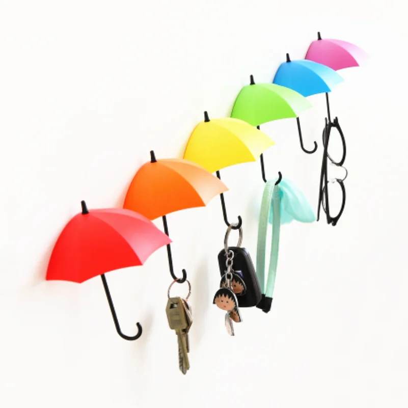 

3pcs/lot Umbrella Shaped Creative Key Hanger Rack Decorative Holder Wall Hook Kitchen Organizer Bathroom Accessory