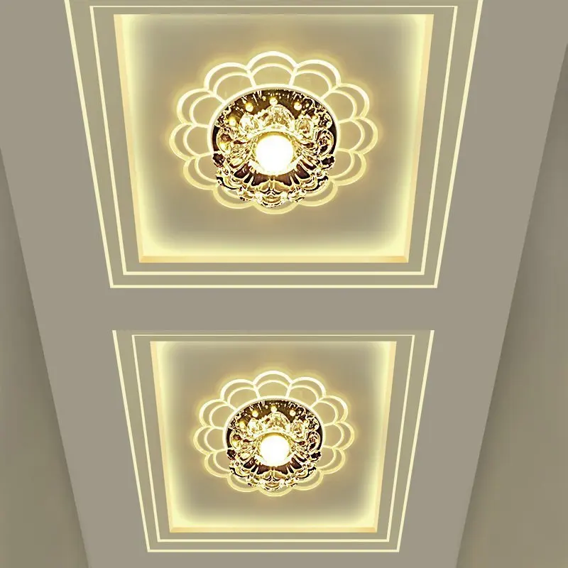 

LukLoy Crystal Ceiling Downlight Modern Corridor LED Small Surfacef Mounted Down Light Balcony Embedded Spotlight Hall Spot Lamp
