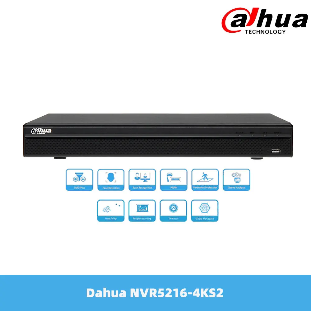 

Dahua 16 Channel 4K H.265 No Poe Lite Network Video Recorder for 4MP 8MP IP Camera With 2 SATA Ports NVR5216-4KS2