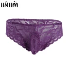 Iiniim, мужские сексуальные нижнее белье с кружевами с цветочным узором, кросс-платье, Порно трусики, полу-Прозрачное Бикини, стринги, трусы, для геев, экзотические, нижнее белье