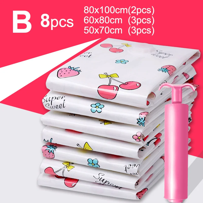 Вакуумные пакеты для хранения 9 шт. с насосом герметичные путешествий экономия