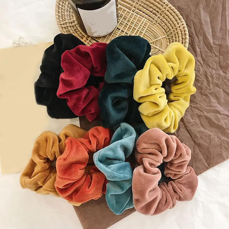 

Women Hair Rope Nice-looking Headwear Solid Color Thick Elastic Hair Rubber Bands Cute Ponytail Hair Ring Velvet Hair Scrunchie