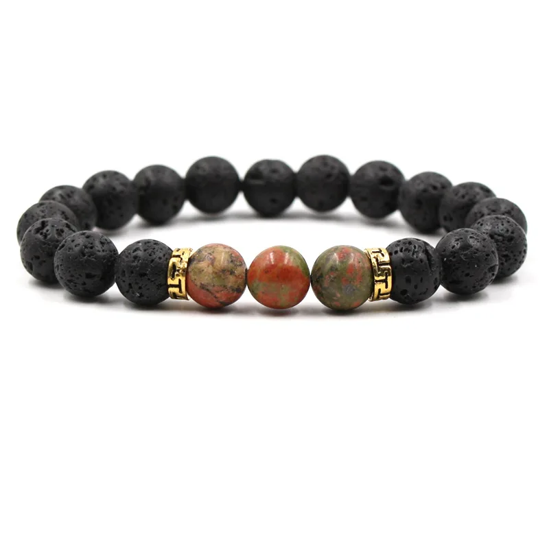 Черная лава тигровый глаз камень белая сосна искусственный эластичный браслет