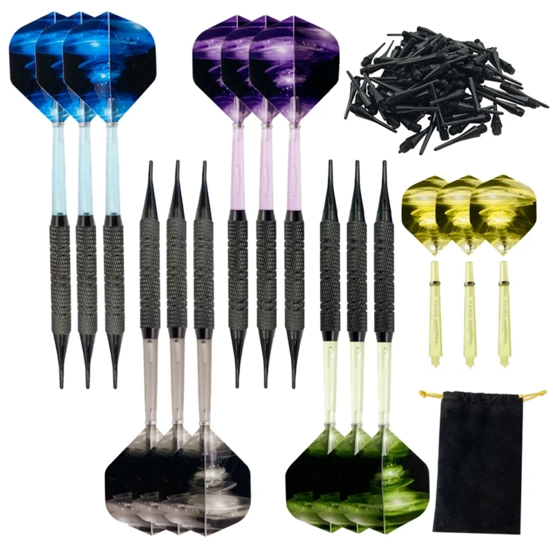 

12 шт. наконечники дротики вал ПК с 36 нейлоновыми мягкими наконечниками для электронных пластиковых досок для игр в помещении и на открытом в...