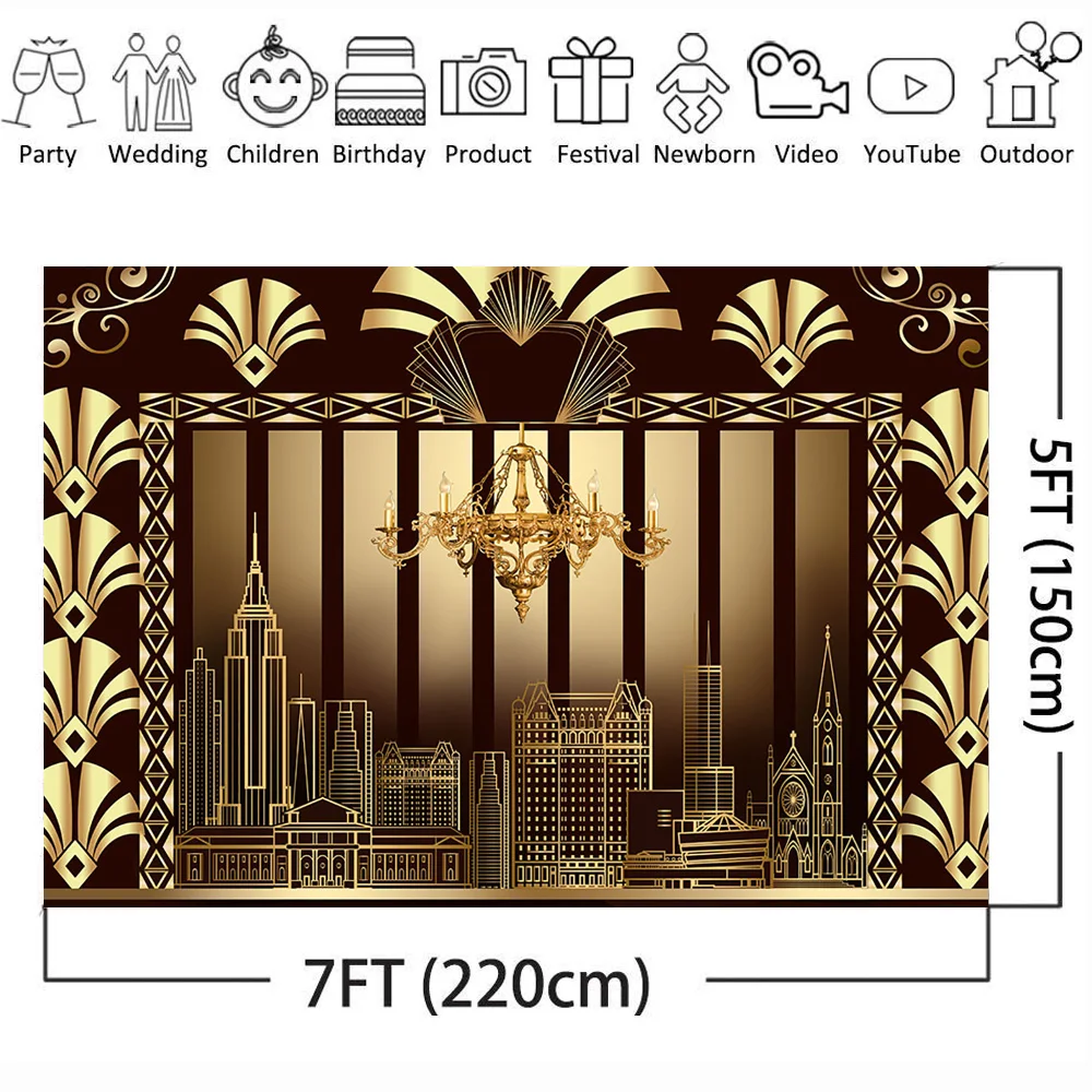 Фон для фотосъемки с ревом в 20s Великий Гэтсби винтажный танец день рождения