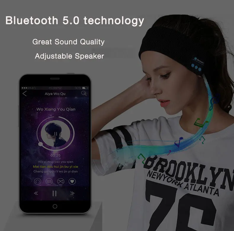 Bluetooth головная повязка наушники для сна беспроводные музыкальные спортивные с