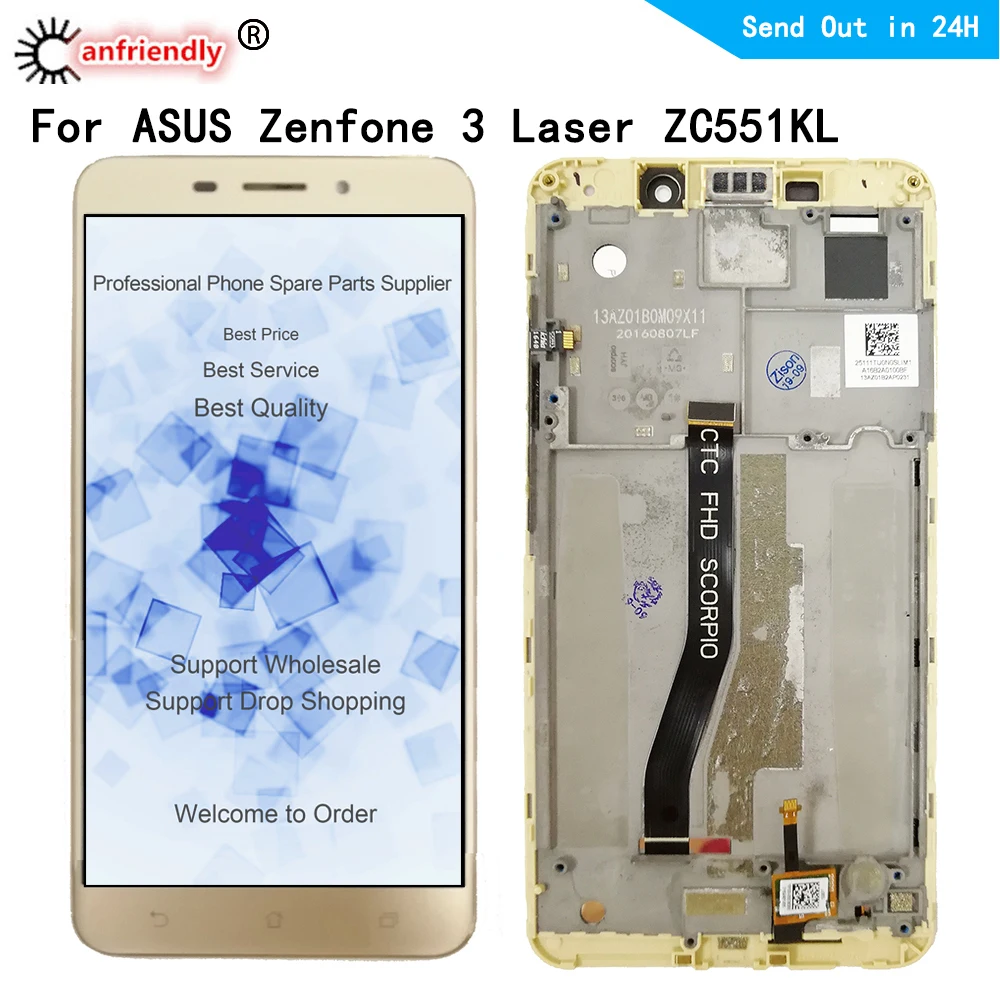 For ASUS Zenfone 3 Laser ZC551KL Z01BD LCD Touch panel Screen Digitizer with frame Assembly Replacement Panel Glass Display lcds | Мобильные