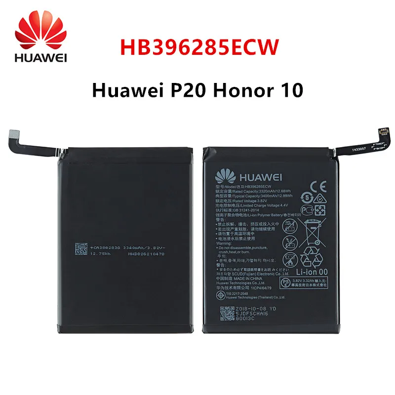 Hua Wei 100% Orginal HB396285ECW 3400mAh Battery For Huawei P20 Honor 10 COL-AL00 COL-AL10 COL-TL00 COL-TL10 COL-L29 Batteries 