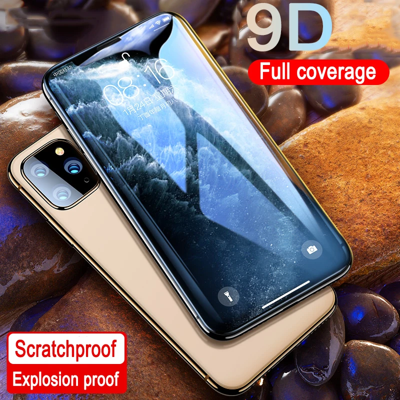 9D полное покрытие закаленное защитное стекло для iPhone 11 Pro Max 2019 6 6s 7 8 Plus X XS XR