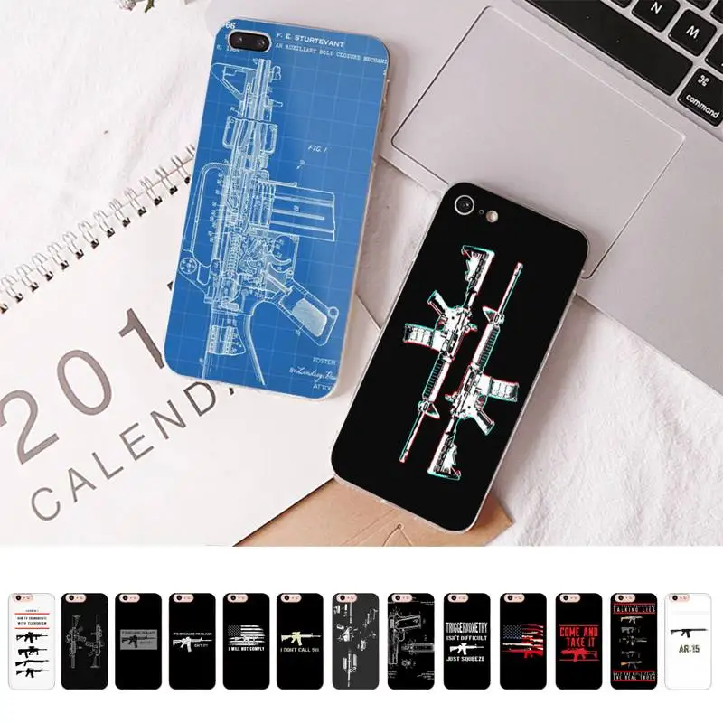 

AR-15 Gun American Rifles Flag Phone Case for iPhone 13 11 12 pro XS MAX 8 7 6 6S Plus X 5S SE 2020 XR case