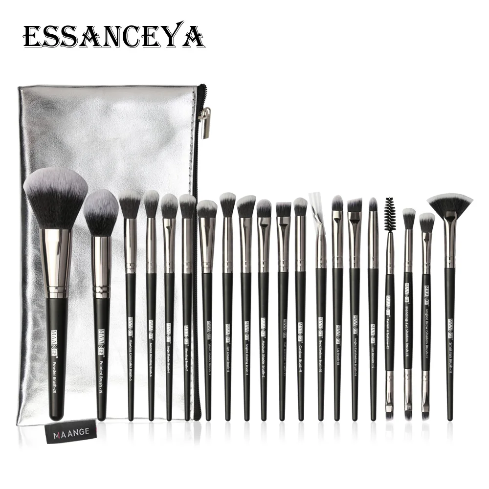 20 pcs with bag ESSANCEYA Новая мода профессиональный макияж кисти для макияжа кисточки 15/18/20 шт глаз для пудры, основы, кисти для макияжа, для румян Набор для Красота - Handle Color: 20 pcs with bag