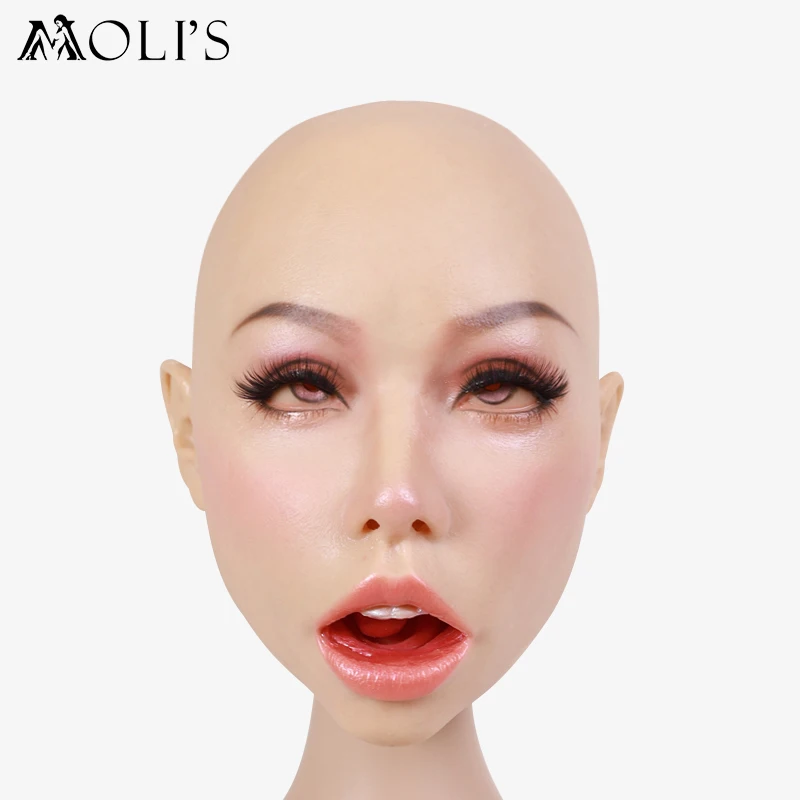 Poppy The Silicone Female Mask with Gag Ahegao Open Mouth Dreammask Makeup Ready tongue | Sex Dolls