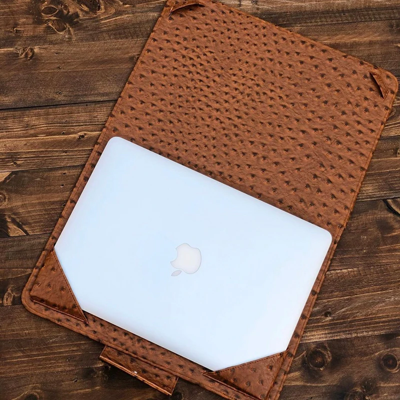 Фото Alirattan Dubai, новый деловой чехол для ноутбука для женщин, модный Macbook Air Pro 13,3-дюймовый чехол из страусиной кожи, держатель для ноутбука Ipad №5
