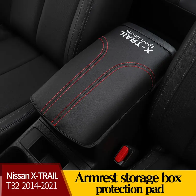 

Кожаный коврик для подлокотника автомобиля для Nissan X-TRAIL T32 2014-2021, центральный подлокотник для консоли, коробка для хранения, защитные аксесс...