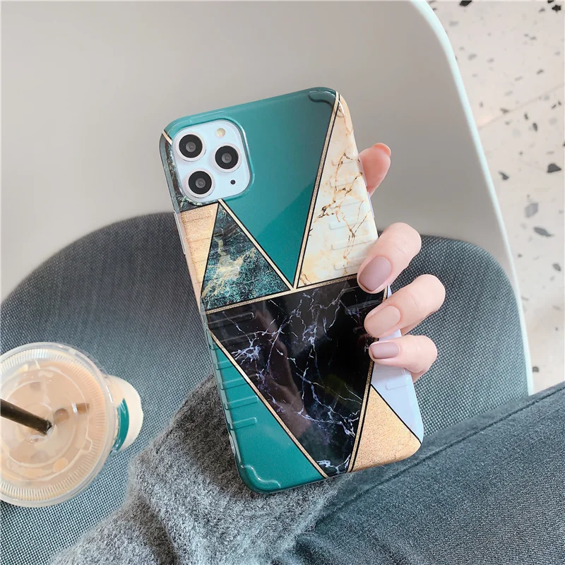 Marble splicing Phone case for iphone 11 11Pro Max X XR XS For 6 6S 7 8 7Plus Piano Stripe Geometric soft |