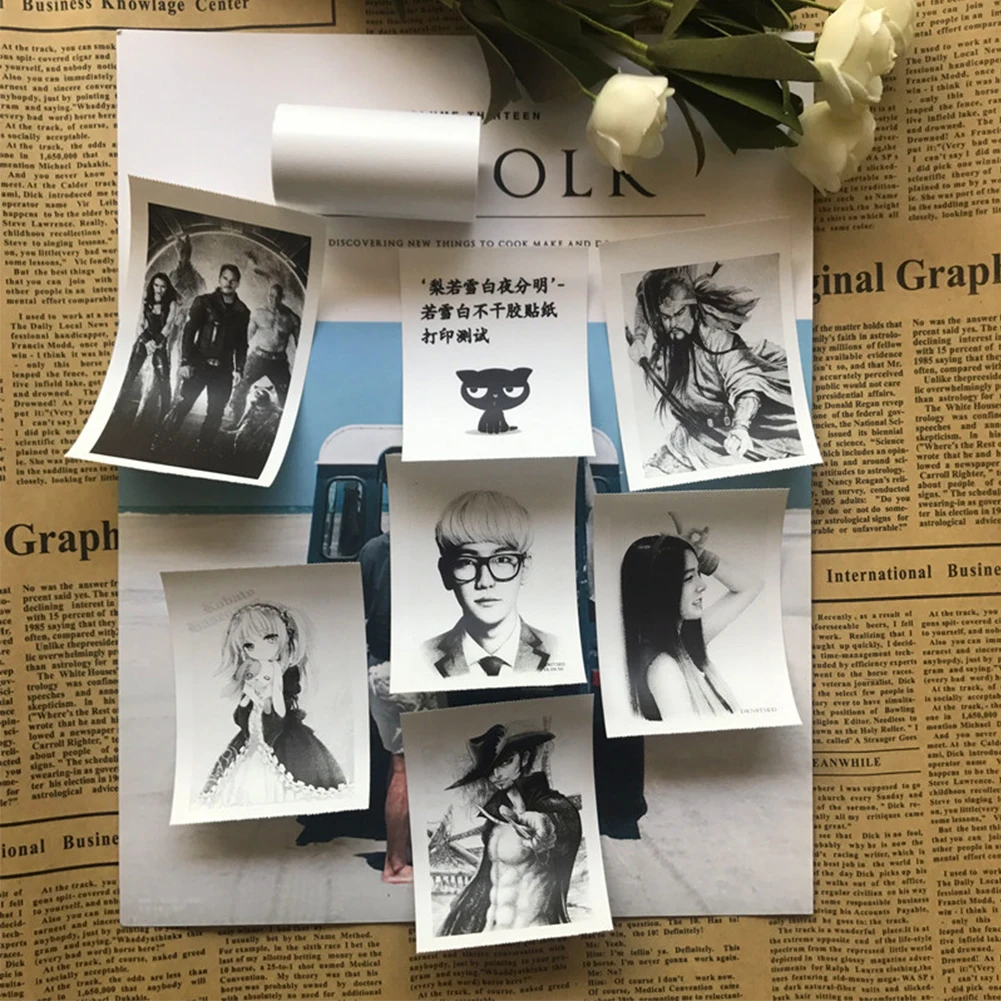 Печать наклеек Бумага рулон самоклеющейся Термальность для PeriPage A6 принтер