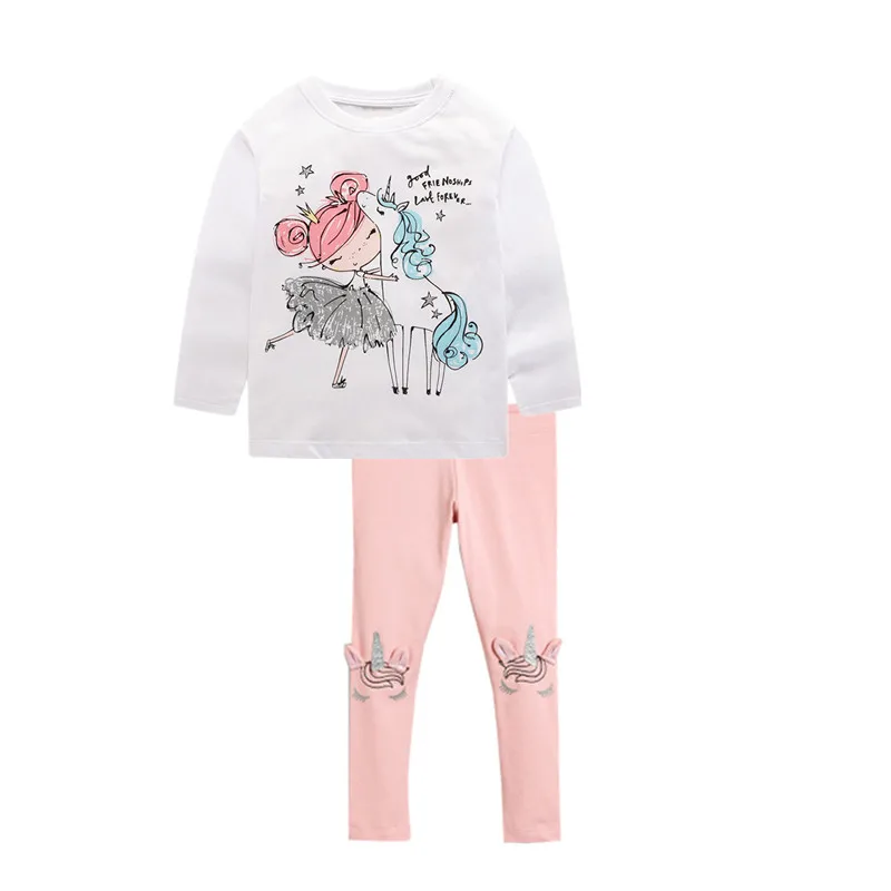 

VIDMID girls cotton clothing set kids cartoon t-shirt and pants baby girls long sleeve clothing suits children clothes sets W01