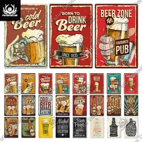 putuo decor cold beer plaque metal vintage meatl sign retro tin poster decoration for man cave bar pub club home wall decor