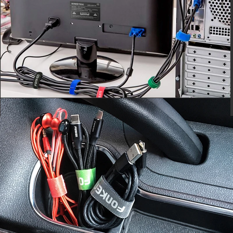 FONKEN USB Кабельный организатор ПК кабельные стяжки кабель ТВ провод держатель
