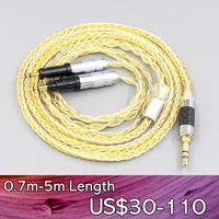 ln007469 6 5mm xlr 2 5mm 4 4mm 8 core silver gold plated braided earphone headphone cable for audio technica ath r70x