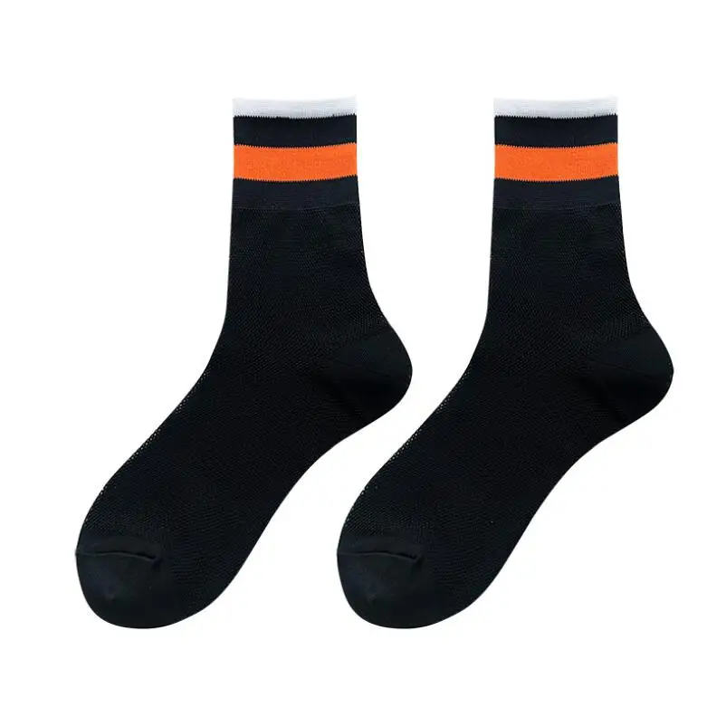 5 Pairs Girls Cotton Striped Ankle Socks Students Summer Breathable Sport Crew Sock Neon Colors Women White Mesh Ankle Socks