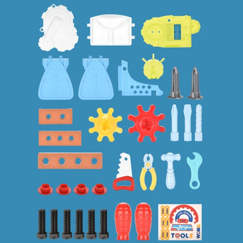 

Children Power Tool Table Set Simulation Repair Tool Table Boys Play House Interactive DIY Assembly Engineering Kit