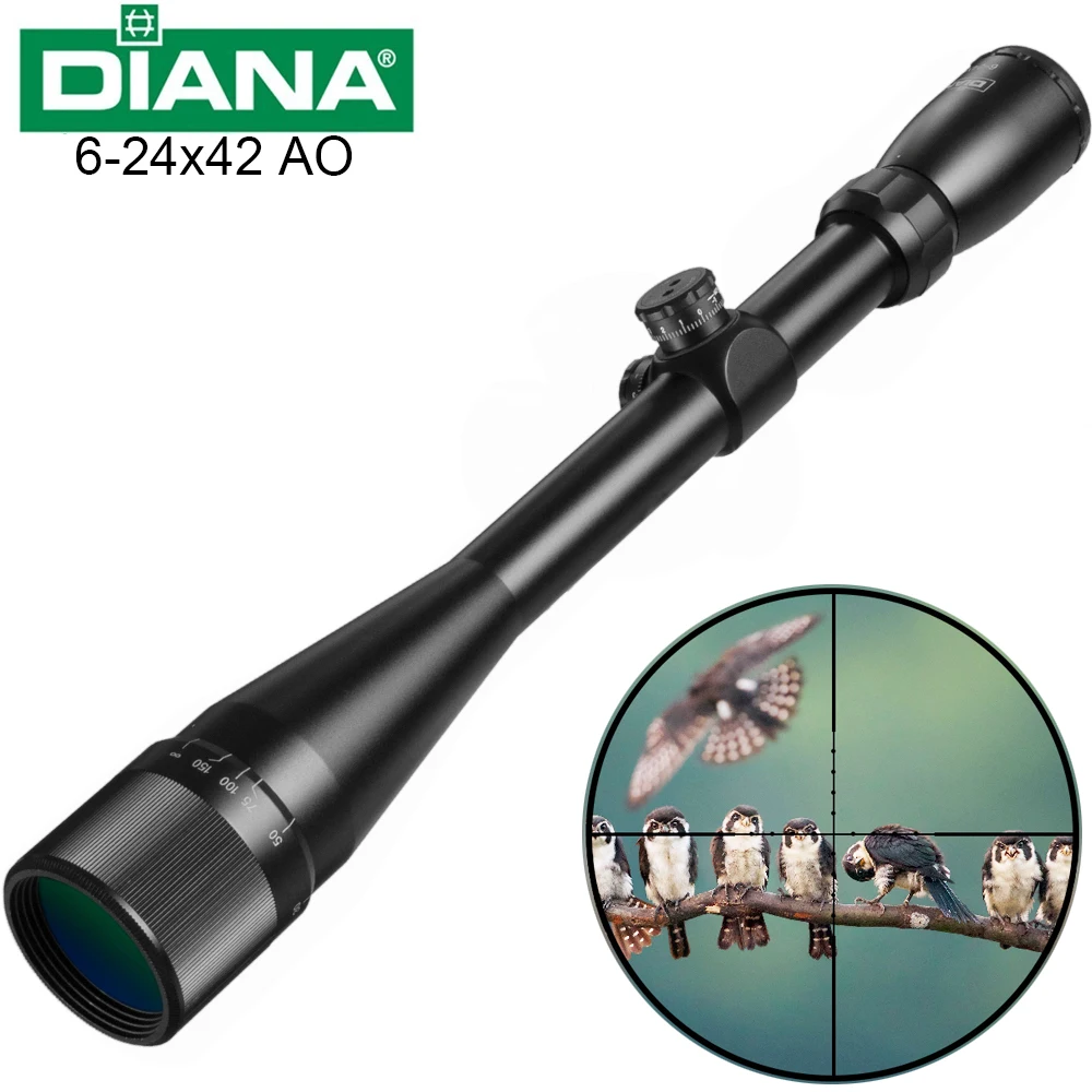 Price DIANA 6 24x42 AO Tactical Riflescope Mil Dot Reticle Optical Sight Air Rifle Sniper Crosshair Spotting scope for rifle hunting
