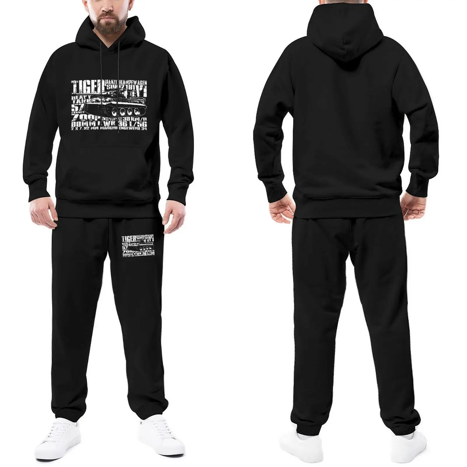 

Wehrmacht Mens Tracksuit Set Tiger Fashion Sweatsuits Male Sweatpants And Hoodie Set Running